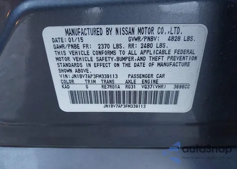 2015 Infiniti Q50 Premium/Sport z USA, uszkodzony, nr VIN JN1BV7AP3FM339113